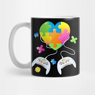 Controller Gaming Puzzle Heart Autism Mug